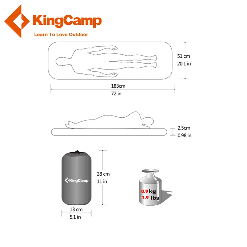 KingCamp Самонадувающийся походный коврик Сверхлегкий Противоскользящий ТПУ ткань оксфорд прочный высокое качество надувная кровать для пикника