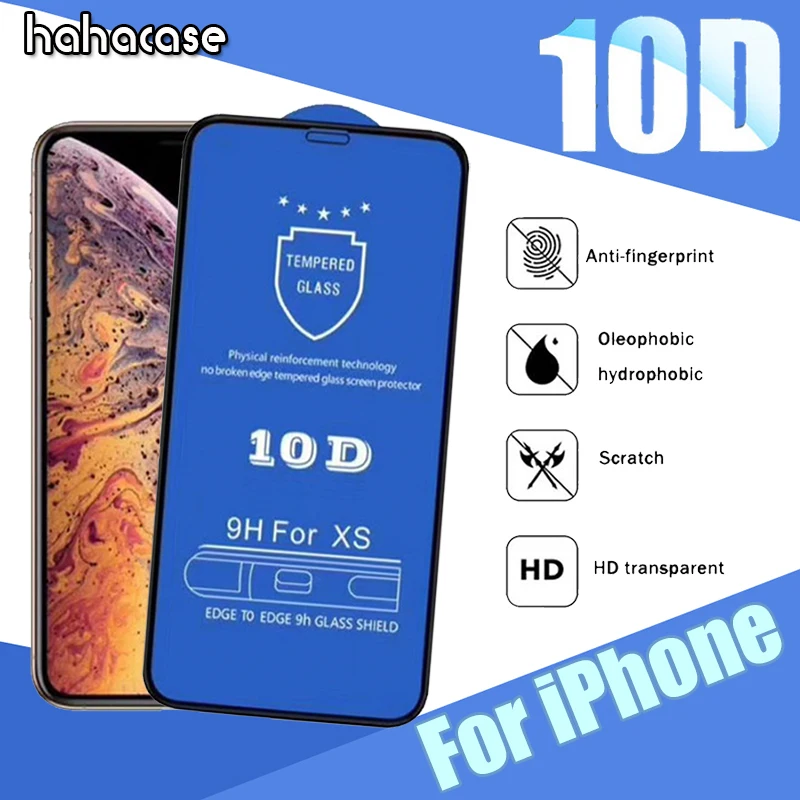 

10pcs 10D Curved Full Cover Tempered Glass Screen Protector For iPhone 11 Pro Max XS XR X 8 7 6 6S Plus Anti-fingerprint Guard