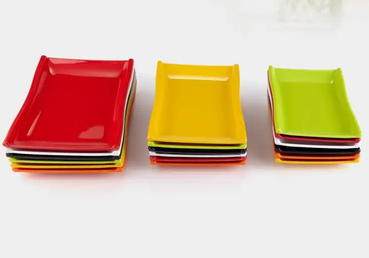 Color tableware melamine plate rectangular Hot pot fast food bread platein Dinnerware Sets from