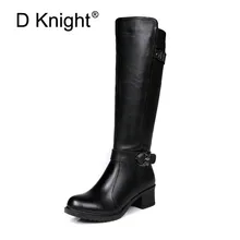 Новинка из натуральной кожи женские сапоги в жокейском стиле простые с ремешком на щиколотке сапоги до колена для женщин женские зимние высокие сапоги Botas Femininos