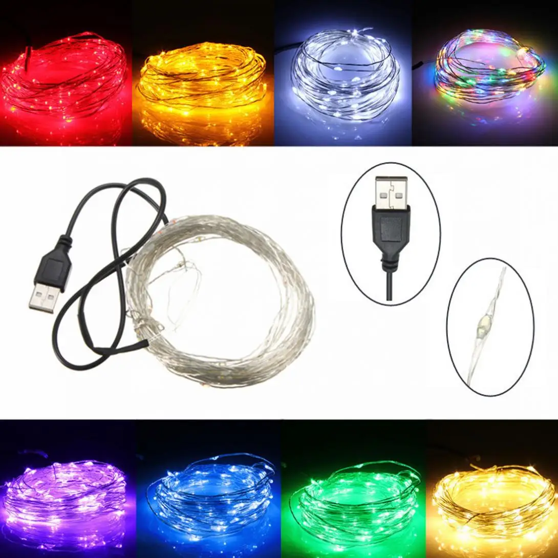 

5V LED String Light 10M 100 Leds USB Operated 33FT Copper Wire Fairy Lamp Strip for Christmas/Wedding/Party/Festival Decoration