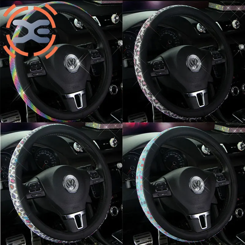 

Rhinestone Steering Cover 9 Colors Diameter 38cm Steering Wheel Cover All Season Steering Wheel Cover For Women