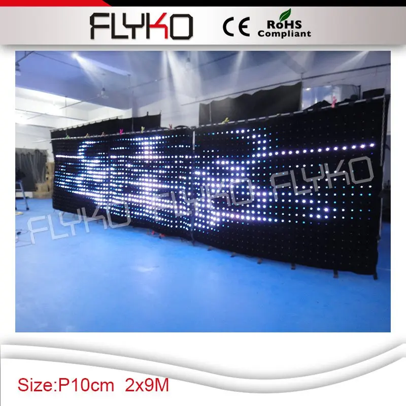 

CE RoHS RGB3in1 P10 2X9m 2016 new technology flexible led video display /led curtain /flexible video display for stage