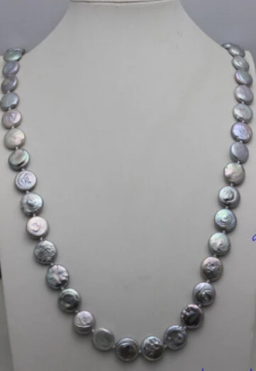 

>@@@@@ A> Handmade"Gray Freshwater pearl long necklace 32" No Metal Strand/String Beauty a -Top quality free shipping