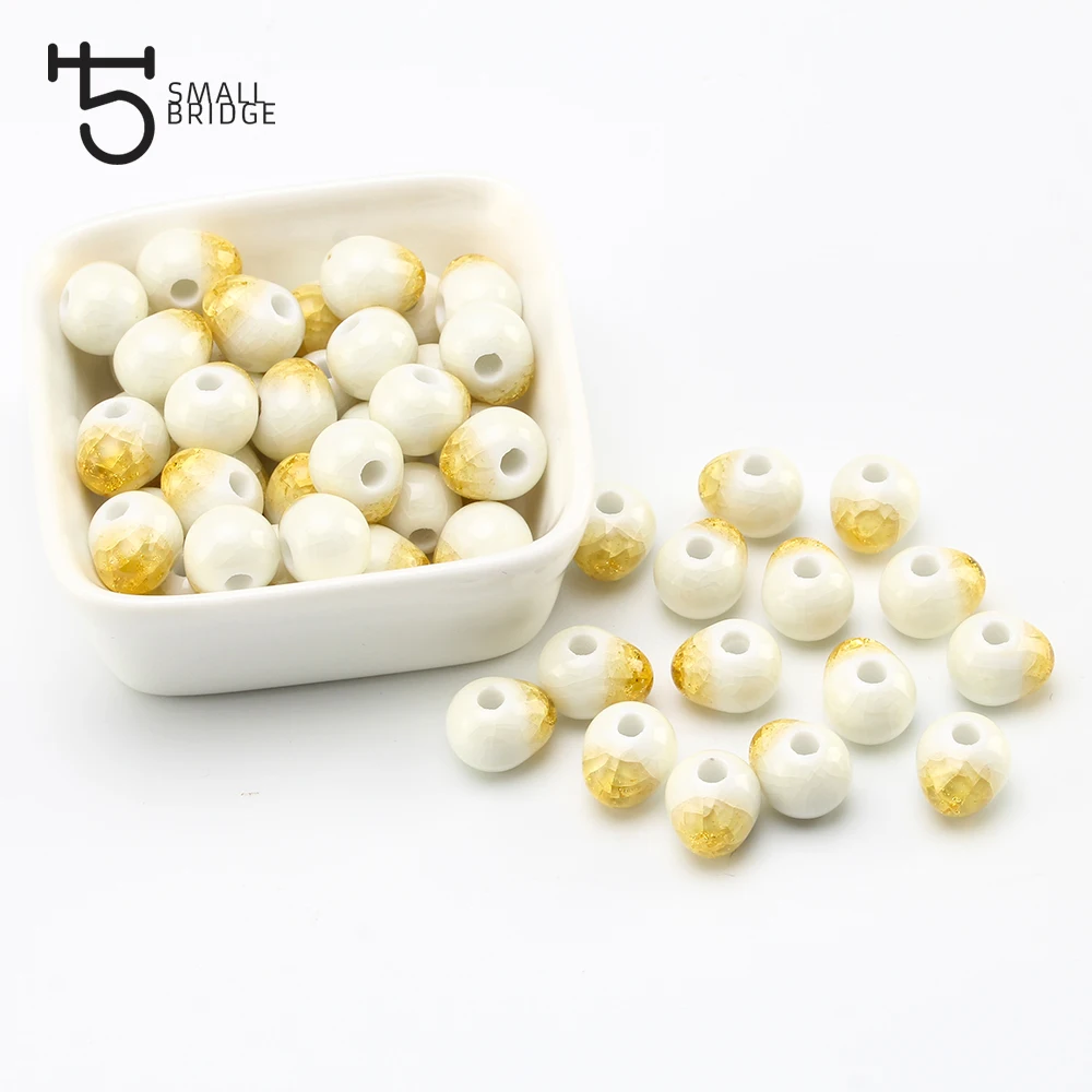 

6 8 10mm Teardrop Crack Ceramic Beads for Braided Bracelet Transparent Beads Material for Crafts Decoration Diy Hole Beads T101