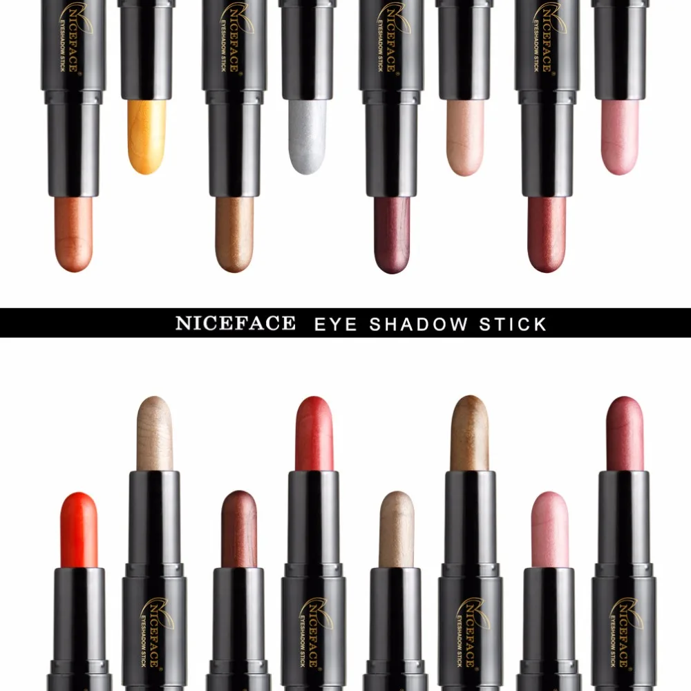 Niceface 8 цветов двуглавый Блеск тени для век макияж карандаш хайлайтер Косметика