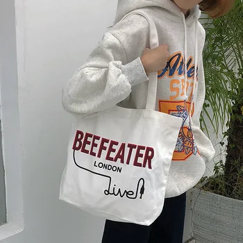 

Fashion Women Vintage Canvas Bags Handbags 2019 New Arrival Female Casual Letters Zipper Simple Shoulder Bags