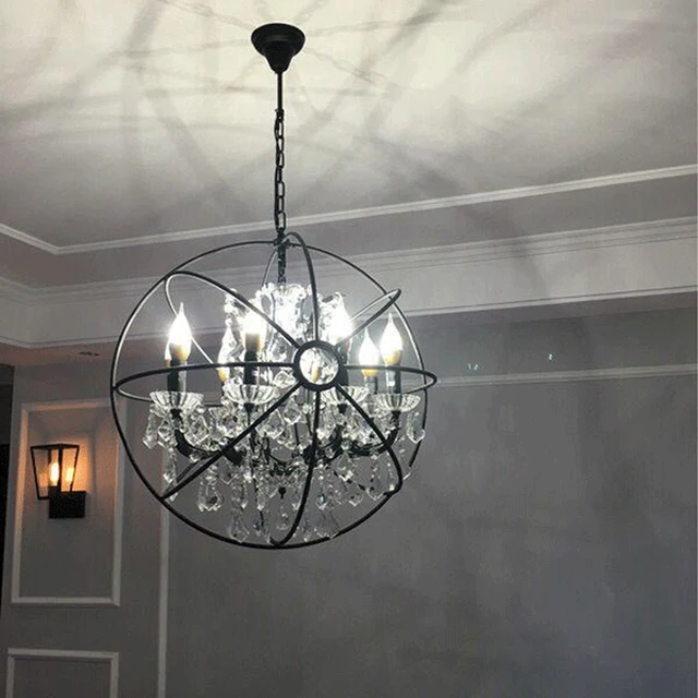 Modern Crystal Orb Chandelier Lamp Lighting Rh Rustic Candle Modern Crystal Orb Chandelier Lamp Lighting Rh Rustic Candle Chandeliers Vintage Led Pendant Hanging Chain Dinning