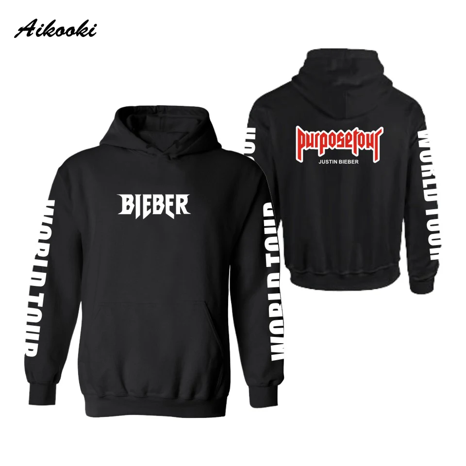 Justin Bieber Purpose Tour Hoodies Men Winter/Autumn Hip Hop Long Street Wear Music Stars Fans Idol Hoodies And Sweatshirts tops