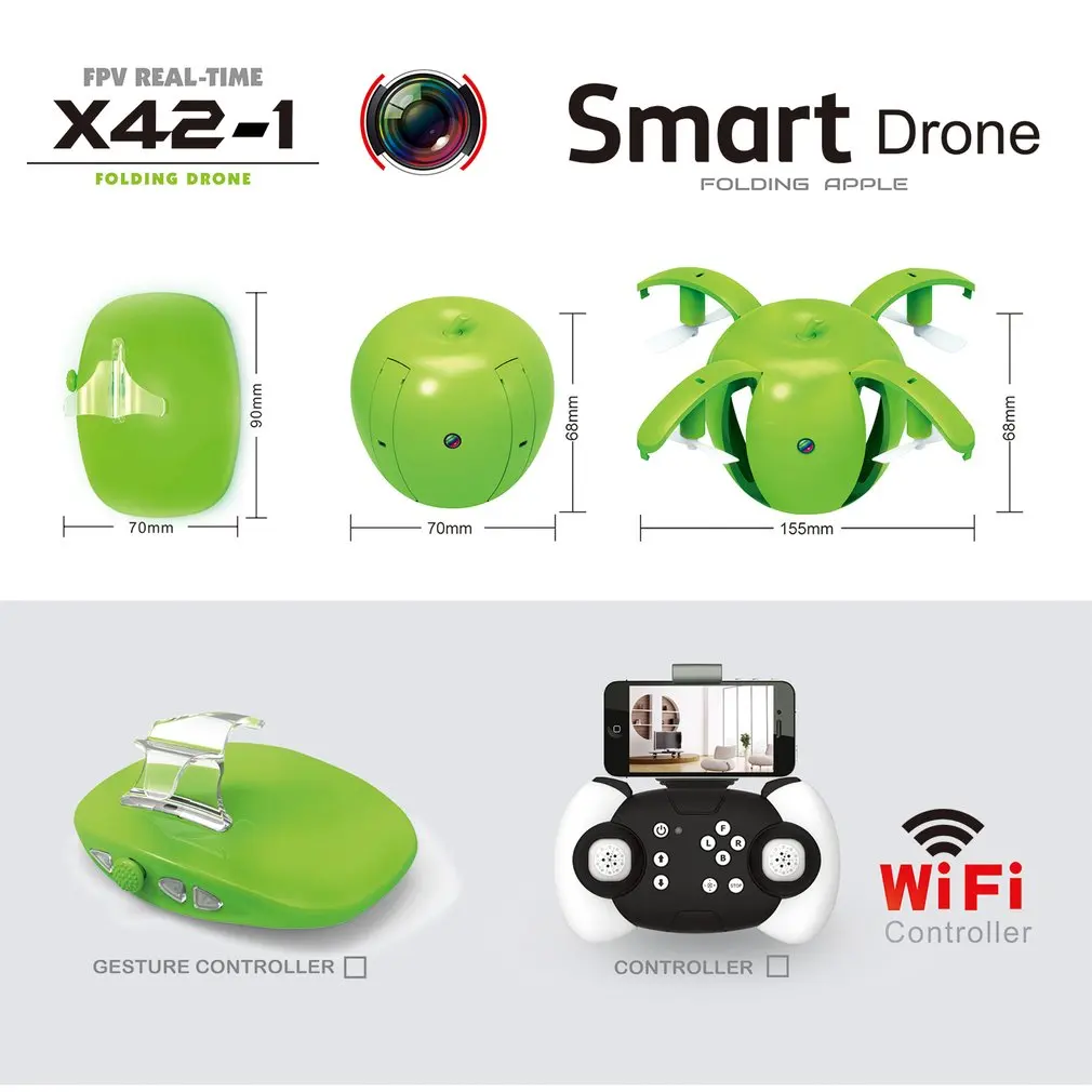 

X42-1 RC Drone Gravity Induction Quadcopter FPV Headless Mode Altitude Hold RC Quadcopter with 720P Camera One Bond Deformation
