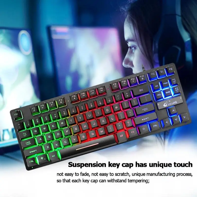 ZIYOU LANG K16 87 клавиш USB Проводная игровая клавиатура механическое ощущение 7