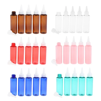 

5Pcs 100ml Reusable Plastic Empty Botlles with Tip Cap for Liquids Essential Oil Cosmetic