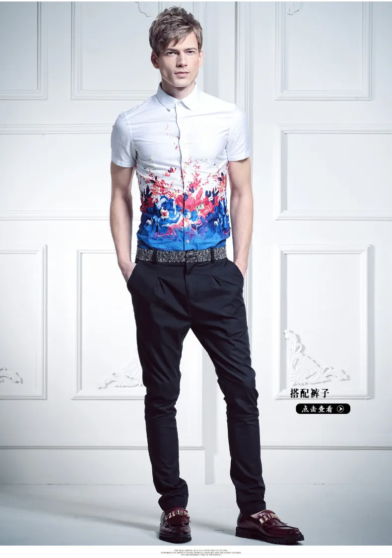 Fanzhuan,, новинка, мужские летние модные повседневные рубашки, белый дворец, тонкая мужская хлопковая рубашка с принтом, 612041, Мужская блузка