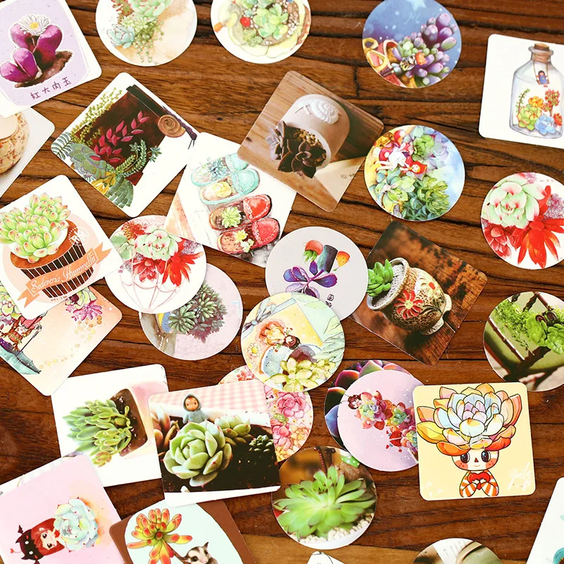 

46PCS/box New Cute Succulent Plants Scrapbooking Decorative Lifelog DIY Stationery And Diary Paper Lable Sealing Stickers Crafts