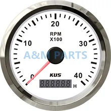 КУС автомобиля Грузовик Лодка Тахометр ЖК-дисплей счетчик моточасов RPM Тахометр метр колеи белый Уход за кожей лица 4000 об./мин.