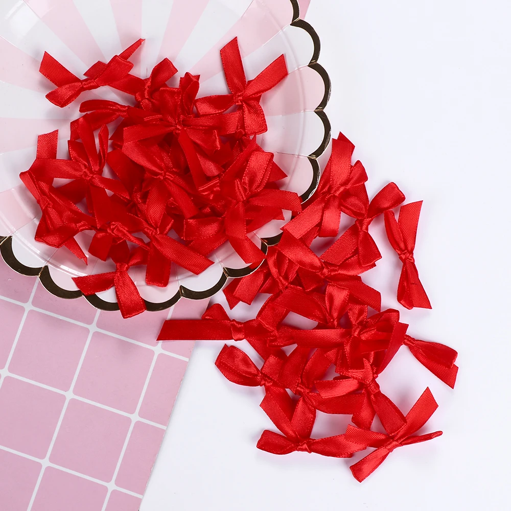 Handmade Small Satin Ribbon Bow Appliques Sewing Craft DIY Kids Girls Headwear Hair Wedding Decoration Accessories ribbon decoration satin ribbons ribbon supplies satin ribbon sewing ribbon fabric craft supplies 50/100Pcs
