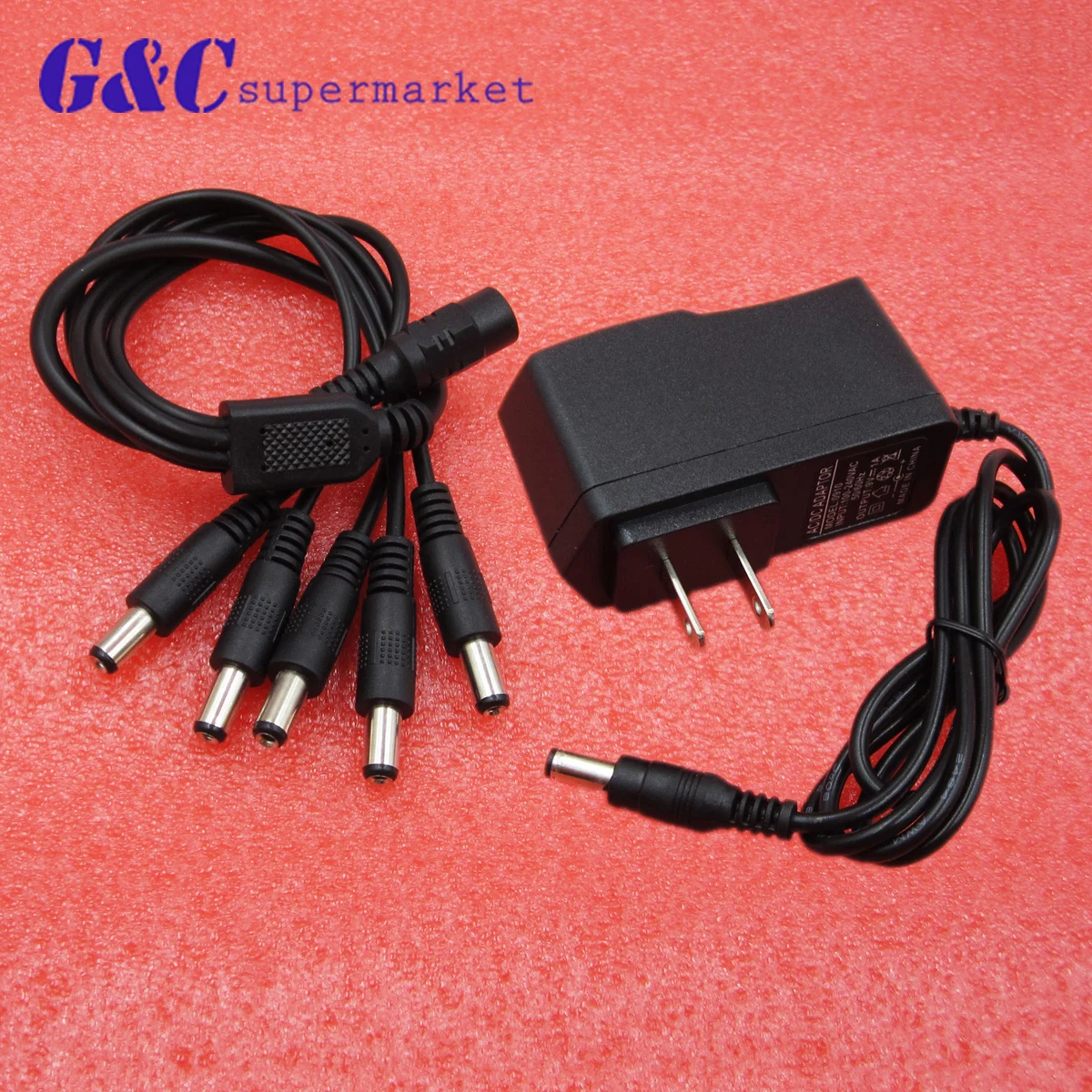 Effect Pedal AC/DC Power Adapter With 5 Way Daisy Chain Splitte Cable 9V US Plugin Integrated