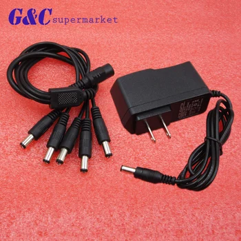 

Effect Pedal AC/DC Power Adapter With 5 Way Daisy Chain Splitte Cable 9V US Plug