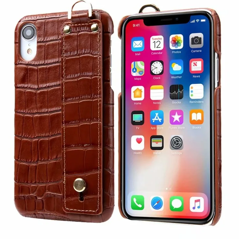 Luxury Crocodile Skin Genuine Leather Case For iPhone XS X 7 8 6 6s Plus Hand Loop Cover | Мобильные телефоны и