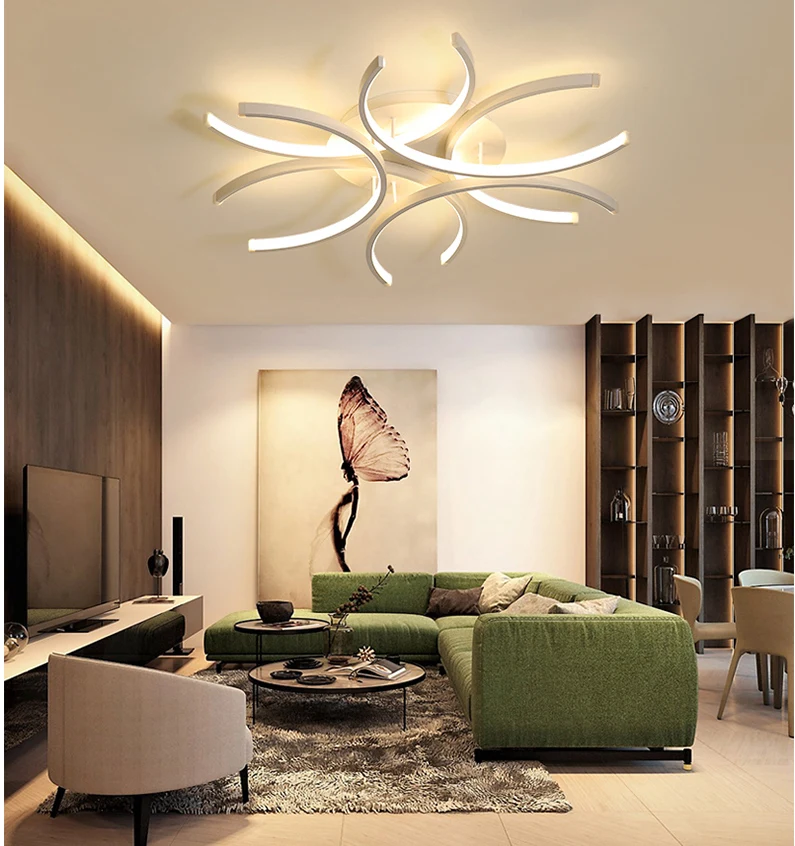 LICAN алюминий волна белый поверхностного монтажа Lustre Avize освещение 110 В 220 В современные светодиодные потолочные лампы для спальни гостиной