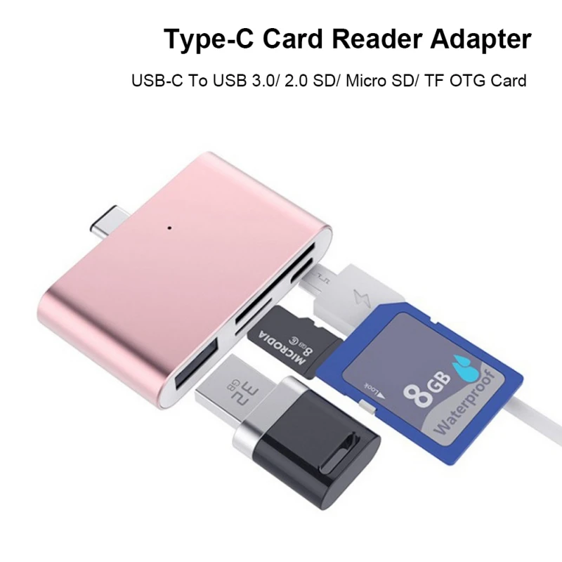 Считыватель карт type-C USB-C к USB 3,0 SD/Micro SD/TF OTG адаптер карты для ноутбука/USB-C телефон type C Многофункциональный переходник