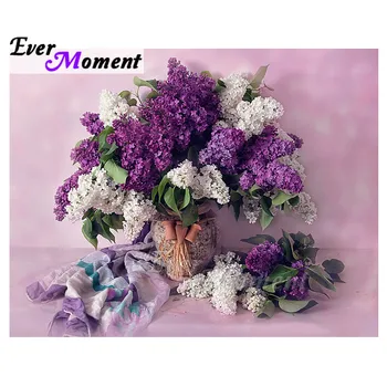 

Ever Moment Diamond Painting Full Square Drill Mosaic Flower Lavender Silk Wall Diamond Embroidery Home Decoration 3F1474