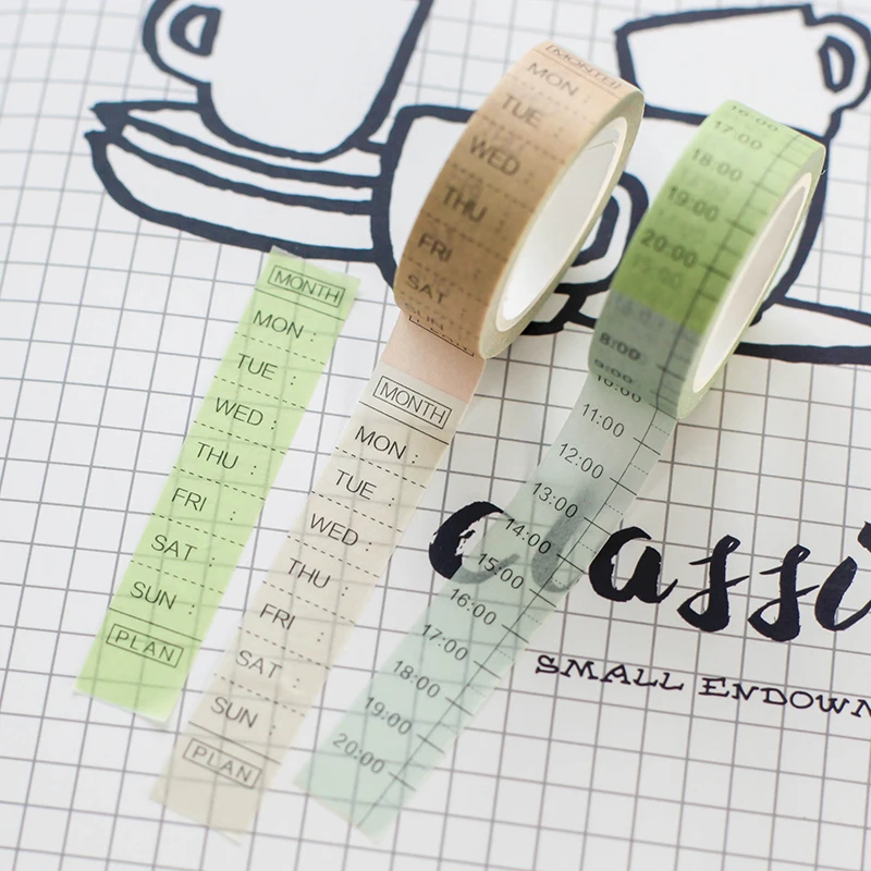 

Japanese Stationery Timeline 24 Hours Time Week Date Masking Washi Tape Scrapbooking Planner DIY Decorative Label School Supply
