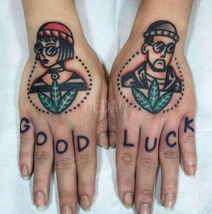 Водонепроницаемые временные фальшивые татуировки стикер письмо "на удачу" Задняя сторона руки тату флэш-тату для мужчин женщин девушек