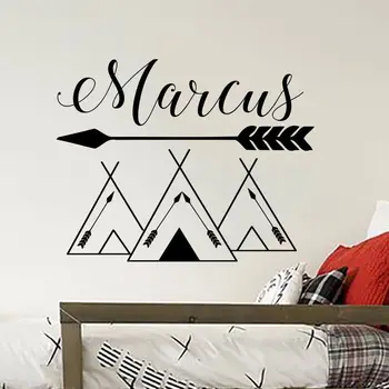 

Customized Name Wall Decals Tribal Mountains Wall Stickers Mountain Style Woodland Wall Art Mural Kids Room Nursery Art AY949