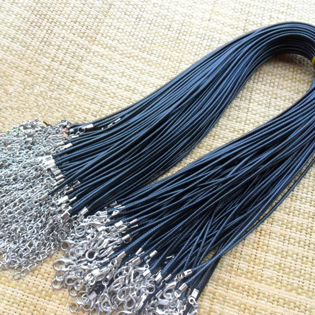 Black Waxed Cotton Cord Necklace