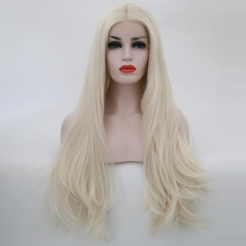 RONGDUOYI платиновый блондин парик Натуральные Прямые волосы синтетический парик на кружеве 26 дюймов длинные парики для женщин Косплей парики