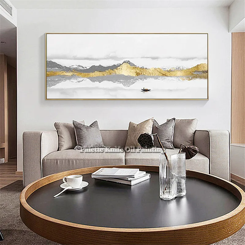 Abstract art gold mountains painting on canvas acrylic landscape Wall Art painting Pictures for living room wall decor quadros