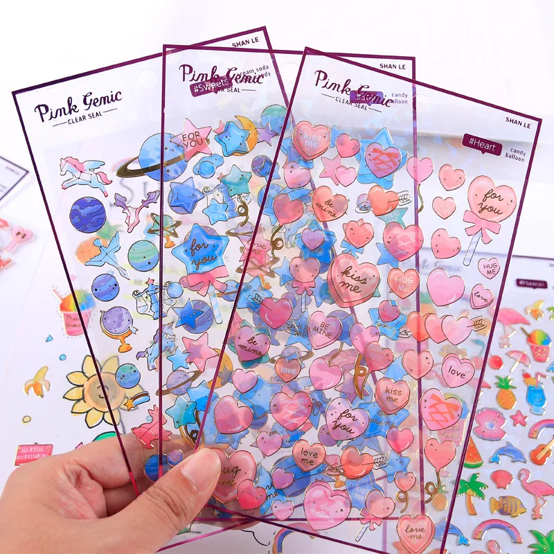 

1pc Dessert/fast food / star / love / flamingos Hawaii bronzing decoration sticker DIY planner scrapbooking diary album sticker