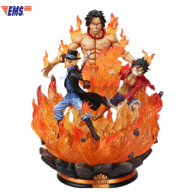 

ONE PIECE Three Brothers Luffy Ace Sabo Guardian Of The Flame Resin Statue With LED Light Action Figure Model Toy X680