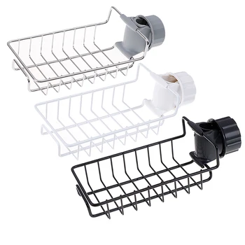 

3 Colors Stainless Steel Sink Rack Dish Washing Cloth Clip Rack Towel Storage Box Silver Black White