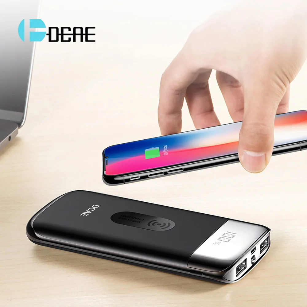 

DCAE QI Wireless Charger 10000mah Dual USB Power Bank For iPhone X 8 LED Powerbank Wireless Charging Pad For Samsung S8 S9 Plus