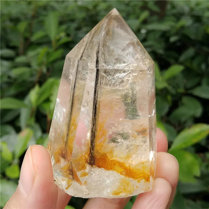 

Rutilated Quartz Crystal Wand Quartz with Mineral inside Point Meditation Tool Healing Reiki Crystal Wand Decor
