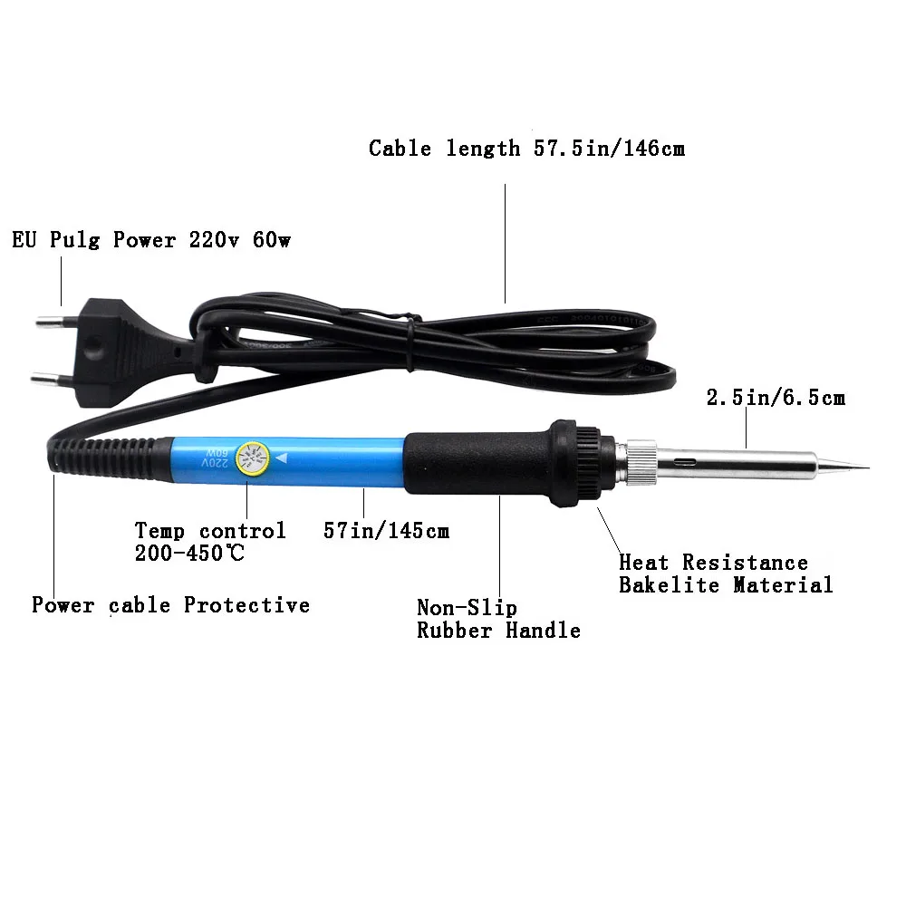 60W 220V Portable Soldering Iron Adjustable Temperature Iron Tips Welding Repair Tool kit Tweezers EU Plug 60W 220V Portable Soldering Iron Adjustable Temperature Iron Tips Welding Repair Tool kit Tweezers EU Plug