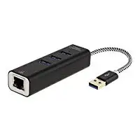 3-Порты и разъёмы USB 3,0 концентратор с Gigabit Ethernet адаптер 10/100/1000 Мбит/с, совместимый с ПК, Windows, Mac, USB флэш-накопители и т. д. черный/розовый - Цвет: Black  White