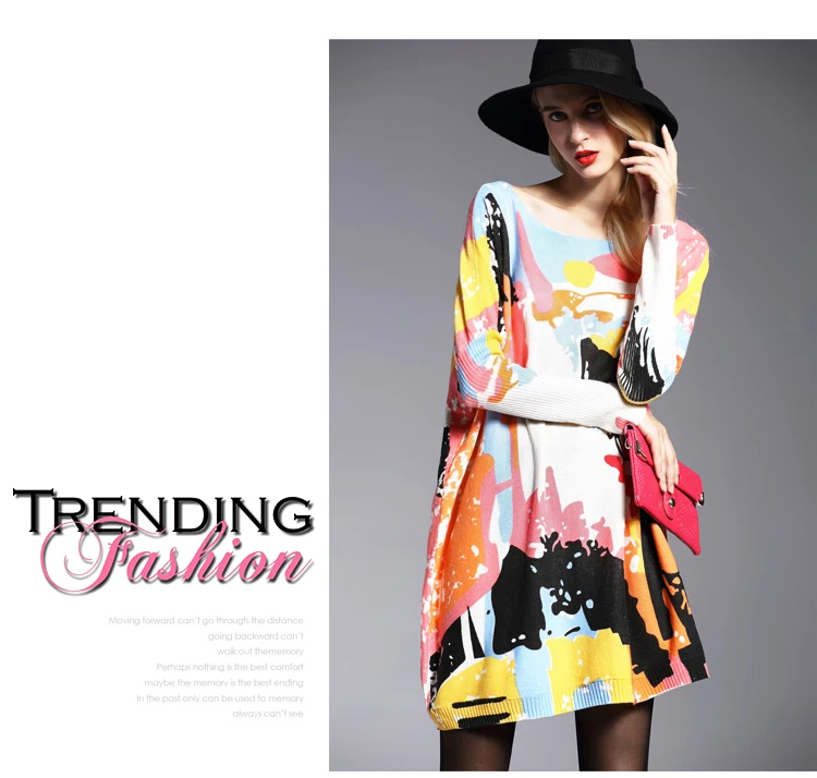 Spring and winter winter Europe and the United States fat mm was large size knit women sweater loose printed hedging long-sleeved sweater (8)