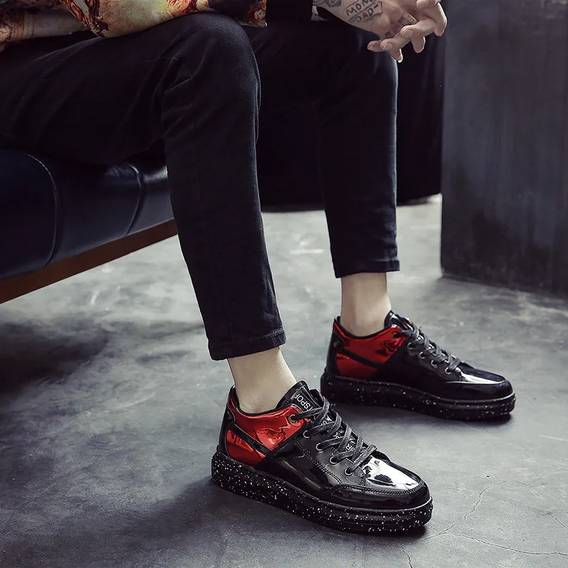 

2019 summer new patent leather men's shoes with the same paragraph trend personality sports shoes thick bottom shoes