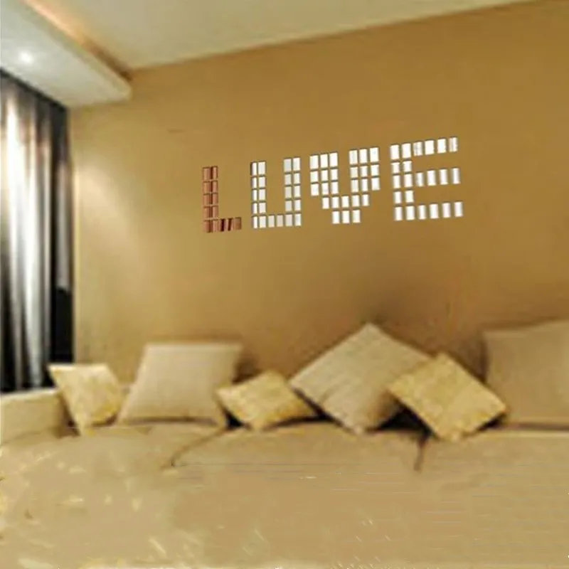 100PCS Square Mirror Tile Wall Stickers 3D Decal Mosaic Home Room Decor 2*2cm US
