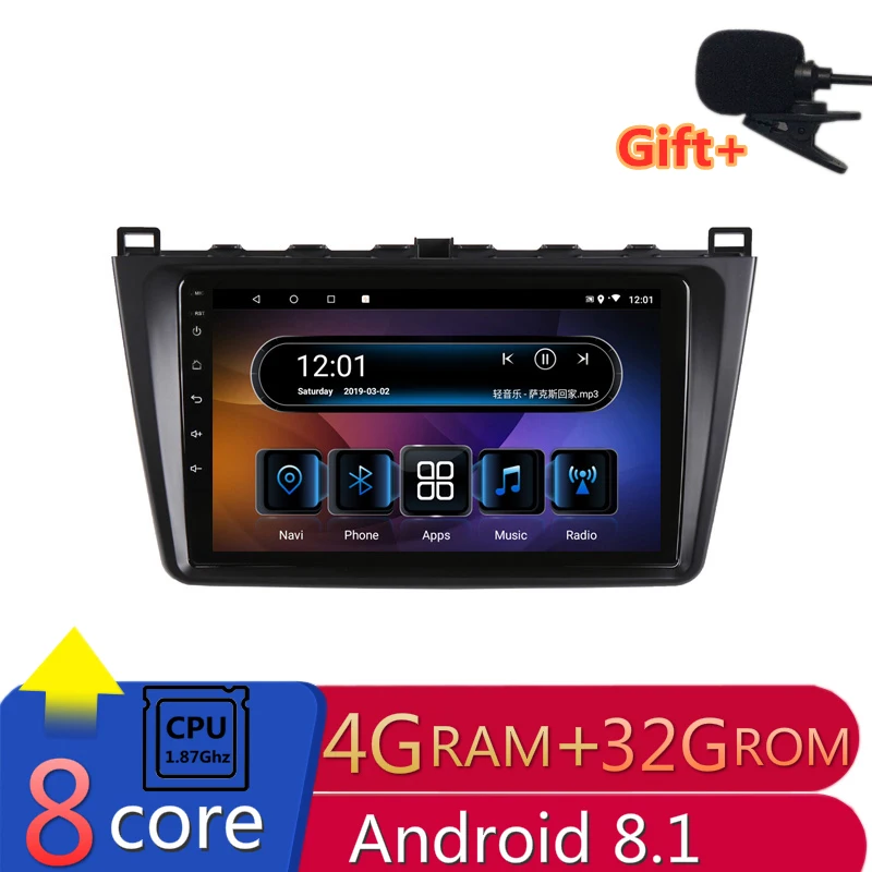 9 4G RAM 2.5D IPS 8 CORE Android 8.1 Car DVD Multimedia Player GPS for Mazda 6 Ruiyi Ultra 2009-2011-2015 car radio navigation