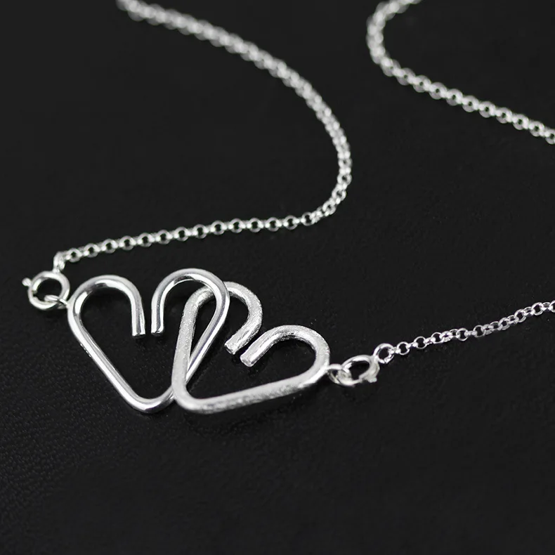 

Acecare Heart Lock Pure Silver Double Heart "Puzzle" Series Couple Necklace Wholesale for Men and Women-RW