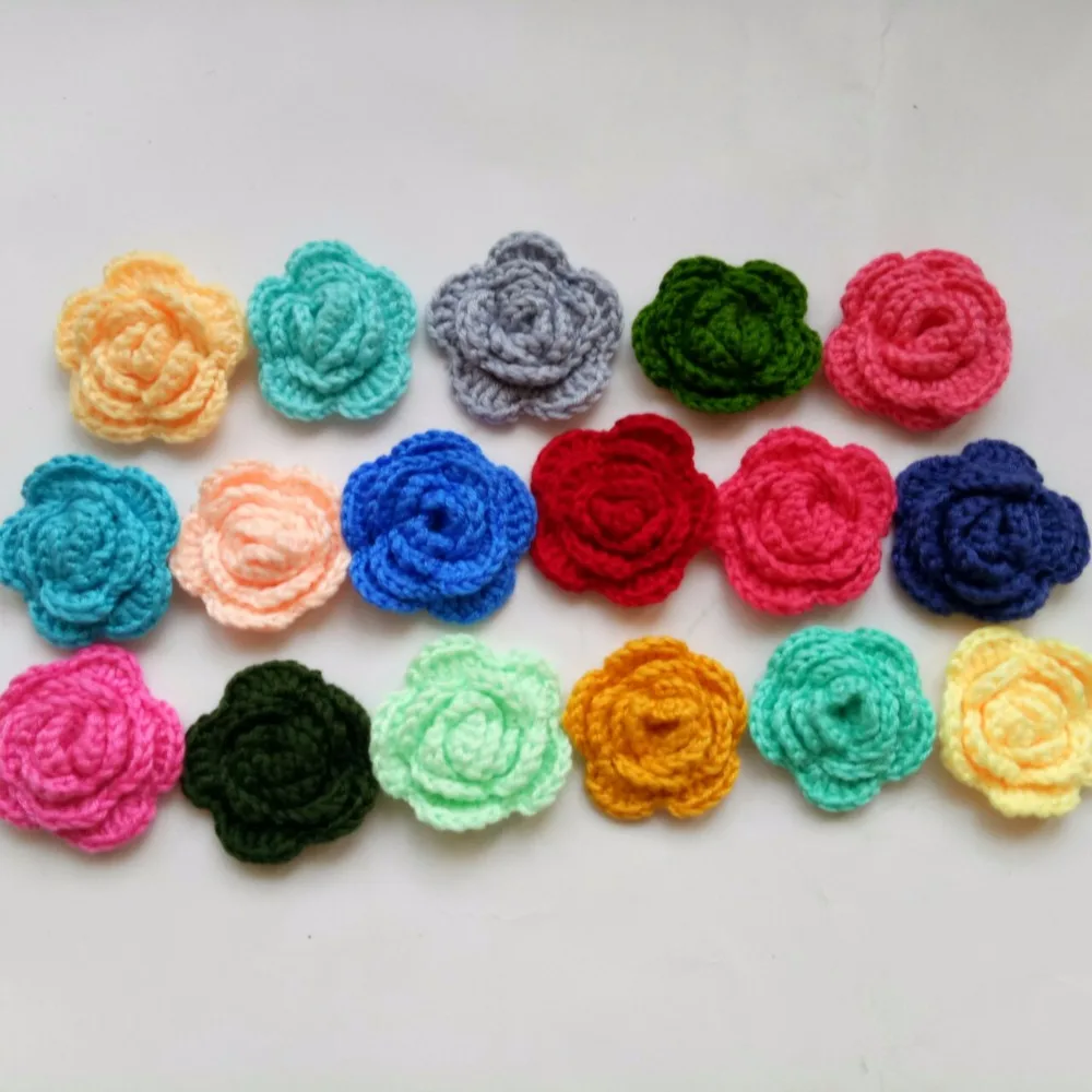 

1PCS Wool rose Flower Fashion knitting handmade for hair Clip Crochet Floral Barrette Headwear hair clothesOrnament accessories