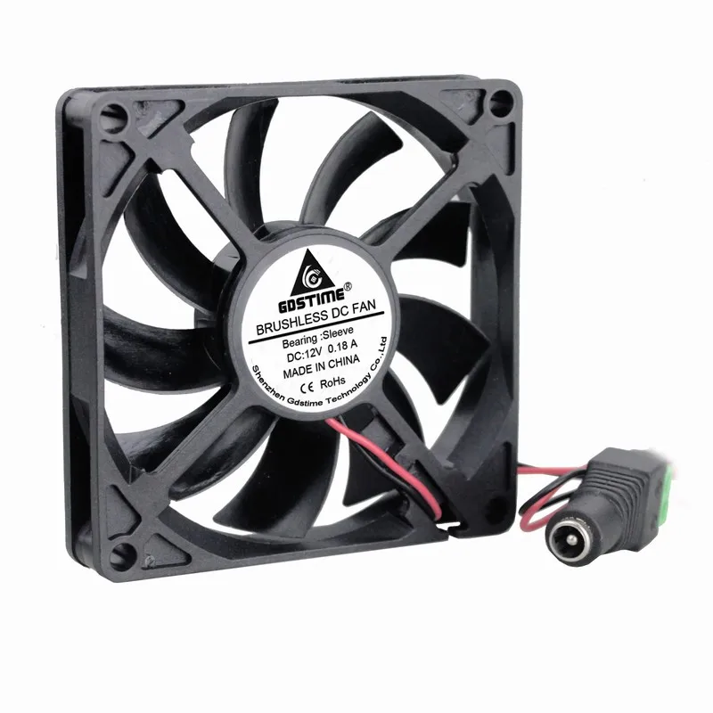 Gdstime 2 قطع DC 12 فولت 80 ملليمتر x 80 ملليمتر x 15 ملليمتر 80 ملليمتر PC حالة التبريد مروحة مع 100-240 فولت AC الطاقة توريد محول مهايئ شاحن