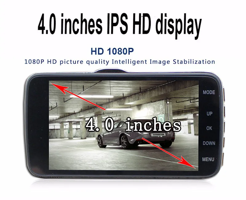 TOPSOURCE-4-Inch-Mini-Car-DVR-Full-1080P-Dual-Lens-Rearview-Camera-support-Front-car-distance