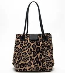 Модные женские леопардовые neverful мешок искусственная Замшевая сумка-мешок с расслоением группа Для женщин мягкие повседневные тотализатор