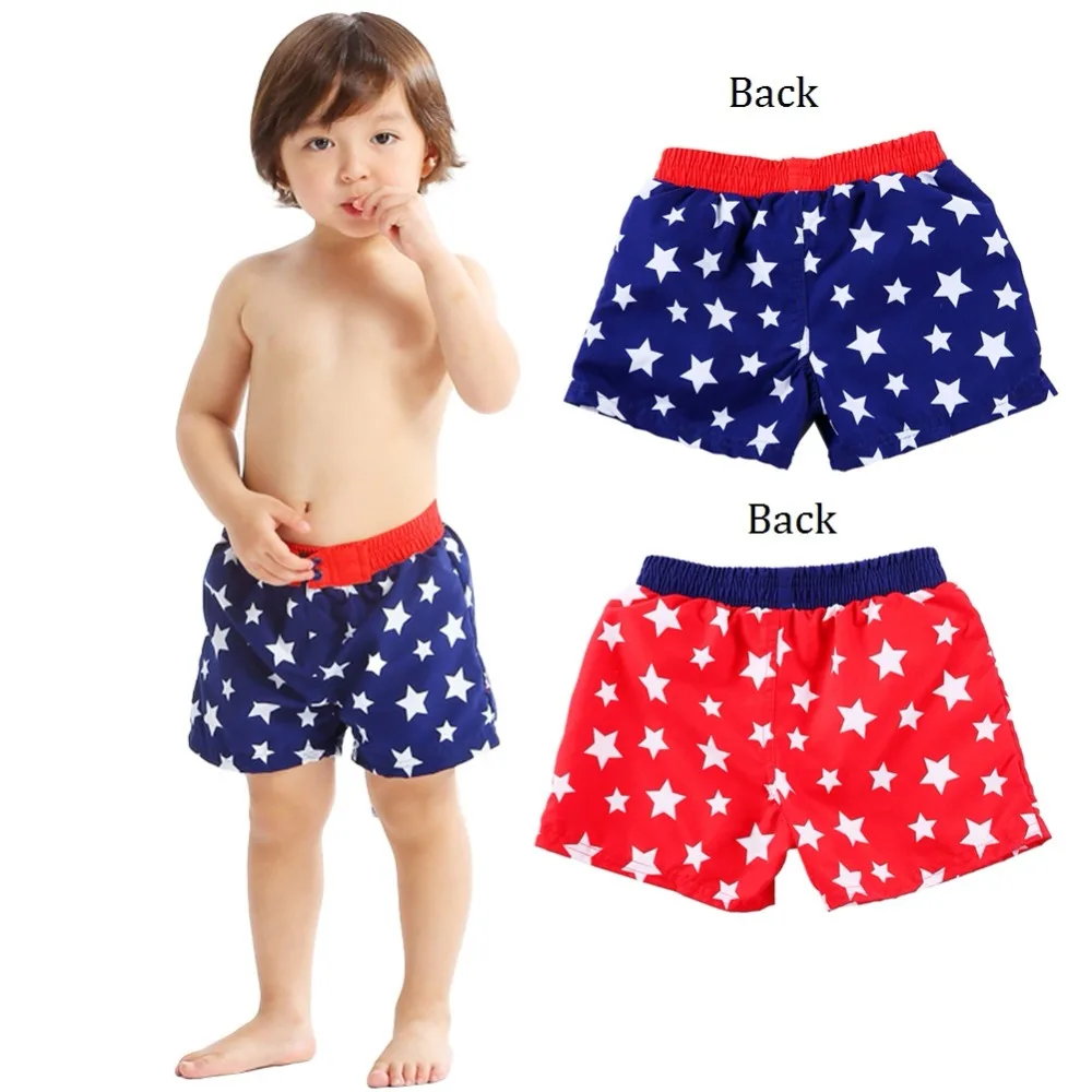 

Infant/Toddler Boys Print Swim Trunks Adjustable Waist Stars Fabric Mesh Lining Board Shorts