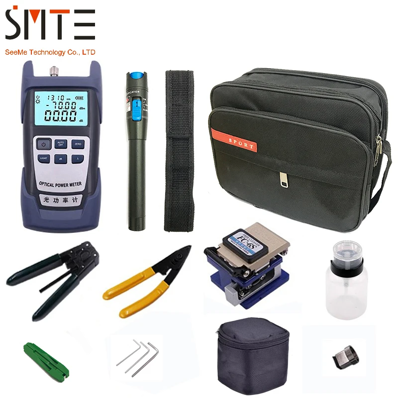 Kopen 12 stks pak FTTH Glasvezel Tool Kit met FC 6S glasvezel cleaver Power Meter Visual Fault Locator Fiber Striptang